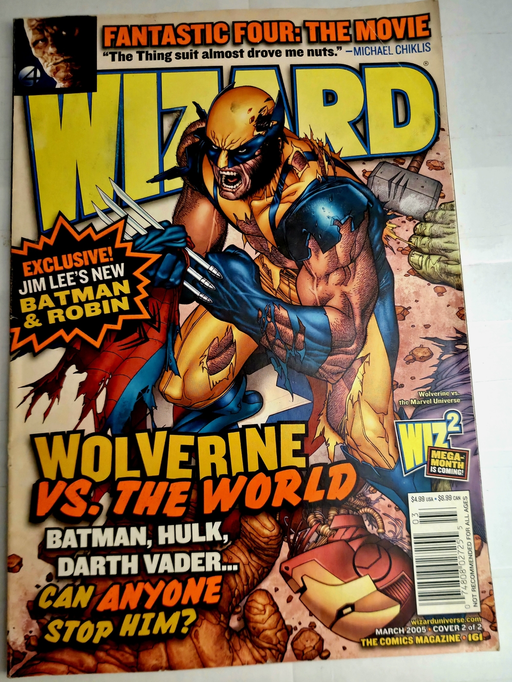 WIZARD Magazine Cover Featuring Wolverine in Yellow & Blue